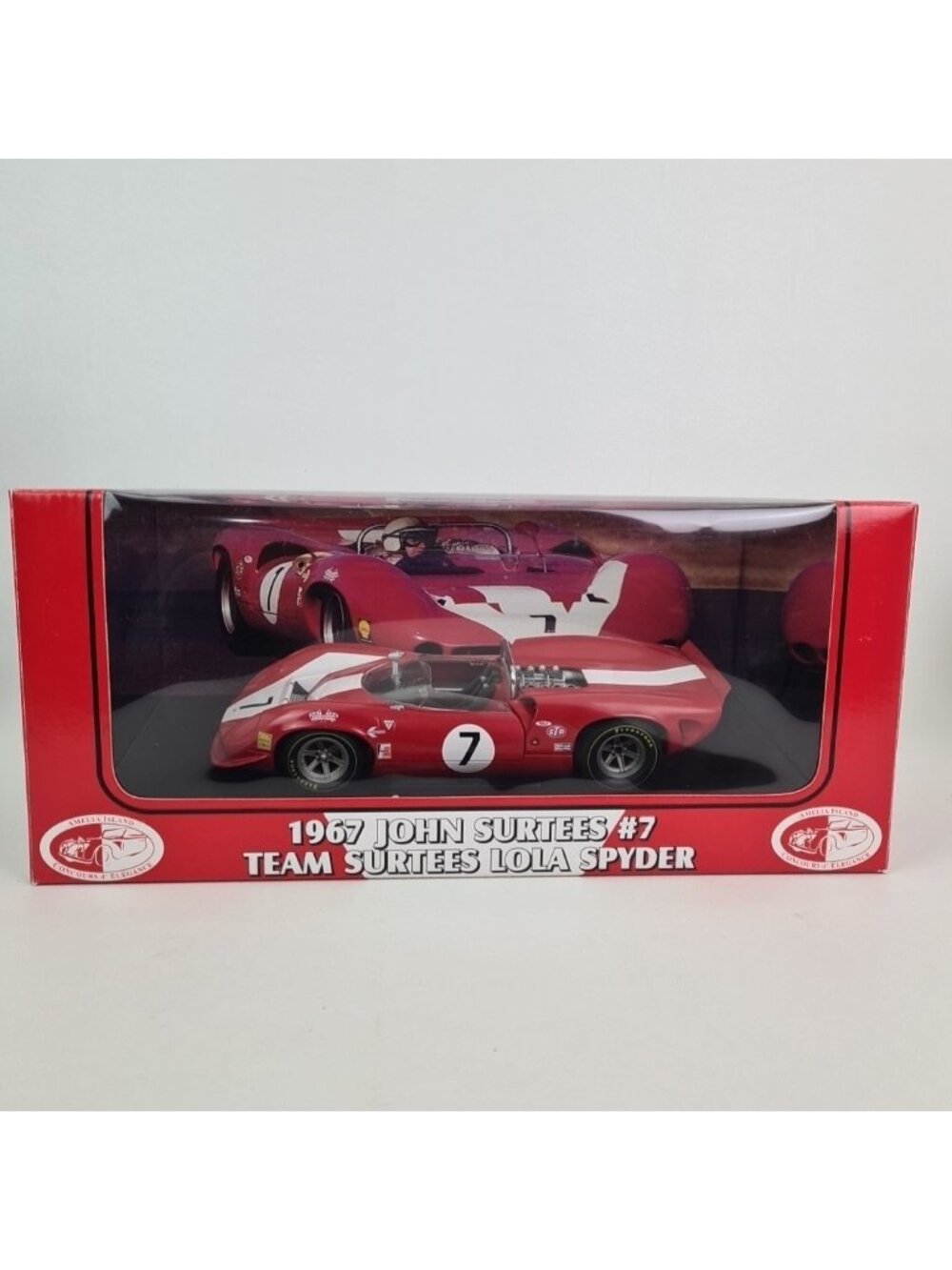 GMP 1967 John Surtees #7 Team Surtees Lola Spyder Race Car 1:18 Red 12004-1